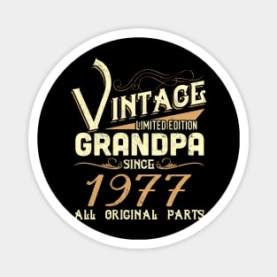Vintage Grandpa Since 1977 Funny Man Myth Legend Daddy Magnet